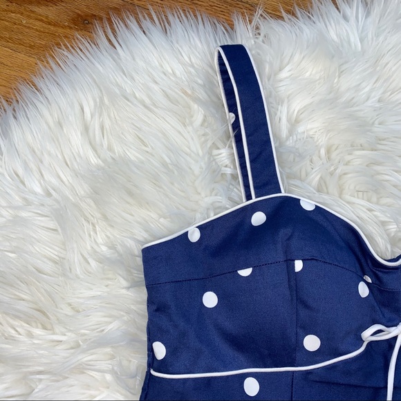 R&K Originals NWT Blue Polka Dot PETITE Sun Dress - Picture 5 of 13